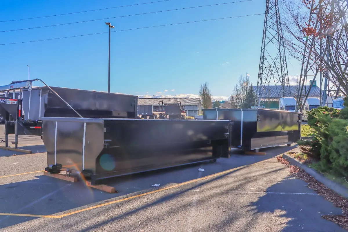 Roll-off dumpster ready for waste disposal at job site for Construction Dumpster Rental in Pebble Creek